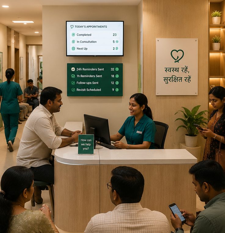 An organised Indian clinic reception